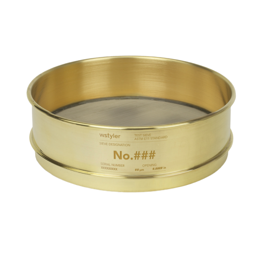 200mm x 50mm W.S.Tyler Sieve, Brass/Stainless, 125 micron | Geneq